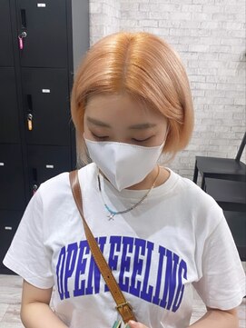 リル 溝の口(LiL) ペールオレンジ/溝の口/ブリーチ/ダブルカラー/レイヤーカット