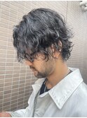 大人ミディアム波巻きパーマスタイル