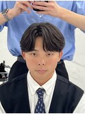 アッシュブラックツーブロックウルフマッシュパーマハイライト