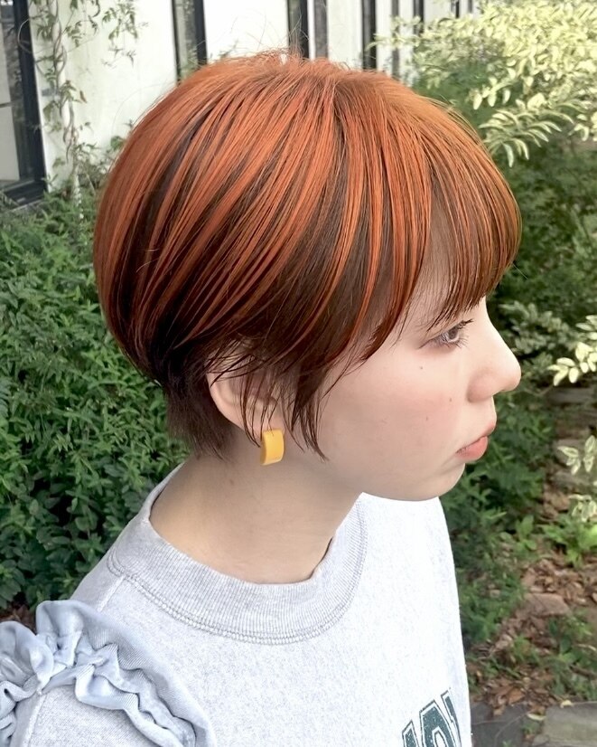 マッシュショート#オレンジ#アンブレラカラー#ダブルカラー#豊橋