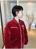 大人可愛い切りっぱなしひし形レイヤーカットモカベージュ