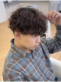 【シャドウパーマ】ブラウンメンズカラー刈り上げマッシュ名古屋