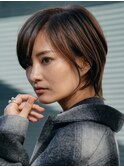横浜西口大人ショートボブ前髪なしココアベージュ韓国30代40代