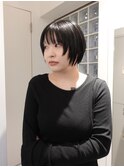 黒髪ショートボブ顔まわりレイヤーカット小顔ヘア