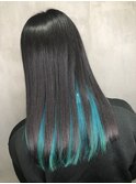 インナーカラー　ターコイズ　ケアブリーチ　千代田×河内長野　