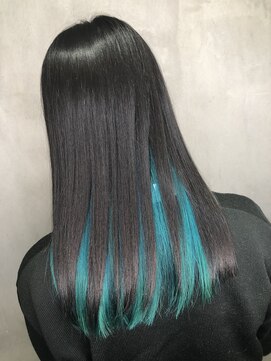 アンダーバーホワイトモデ 河内長野(_WHITE mode) インナーカラー ターコイズ ケアブリーチ 千代田×河内長野