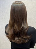 ブリーチなし地毛風オリーブベージュ×韓国レイヤーカット[銀座]