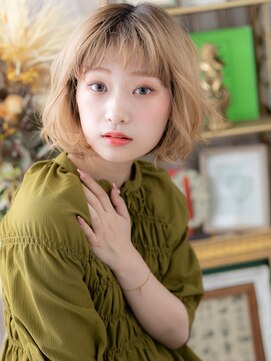 カバーヘア イヴ 戸頭店(COVER HAIR EVE) 外国人風ハイトーンカラーゆるふわ小顔ボブh3戸頭10代20代30代