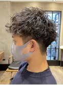 ツイストスパイラルパーマショートレイヤーマッシュツーブロック