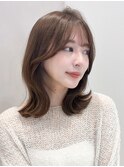 薄めバング似合わせカットくびれヘアくせ毛風カールうるツヤ