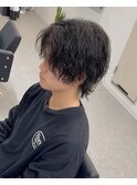 センターパートウルフツイストスパイラルパーマ