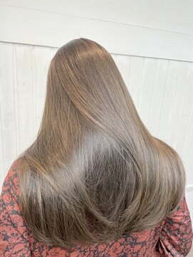 韓国顔まわりレイヤーカットグレージュオリーブベージュブラウン