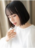 リタッチカラー前下がり黒髪切りっぱなしボブ317Z川口30代40代
