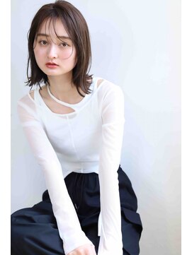 ムウ 難波(MOU) ナチュラルボブ暗めカラーグランマッシュデザイン20代30代40代50