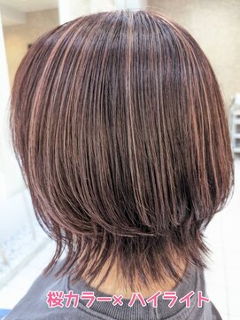 ヘアーデザインムーヴ(Hair design MOVE) 桜カラー×ハイライト　ショート