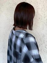 プリモ ココ 鍋島店(Primo coco.) 切りっぱなしボブ 20代 顔周りカット ダークブラウン 髪質改善