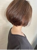 大人のナチュラル前下がり暖色系カラーボブ10代20代30代40代