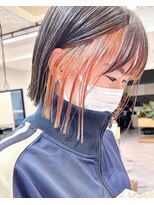 サンド 銀座(sand)&nbsp;顔まわりハイライト☆ぱつっとボブオレンジインナー