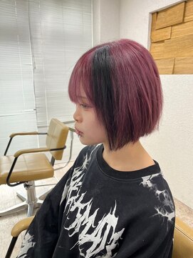 アジールヘア 所沢プロペ通り店(agir hair) ショートカット美髪ピンクブラウンポイントカラー所沢練馬