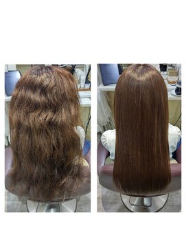 髪質改善 ソアリス 烏丸丸太町店(soiris) ストレートエステ　before　after　仕上げは乾かしただけ