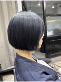 前髪 ネイビーボブ 丸みボブ