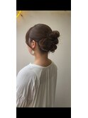 結婚式お呼ばれヘアセットカチモリハーフアップサイドお団子