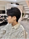 大分曲がる縮毛矯正メンズカットセンターパートニュアンスパーマ