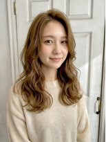 アロマ ヘアー ルーム 新宿店(AROMA hair room)&nbsp;髪質改善/カラー/前髪なし/かきあげバング/オレンジベージュ