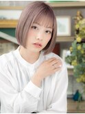ラベンダーアッシュ透けバング前下がりボブc4大宮10代20代30代