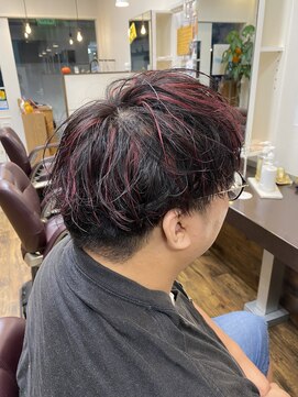 ジョーダン ヘアーワークス(JohDan hair works) レッドハイライトダブルカラーインナーカラーセクションカラー