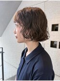 ボブパーマニュアンスパーマブラウンカラー10代20代
