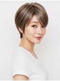 白髪ぼかしハイライトブリーチミルクティーベージュ