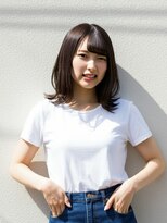 ファクトリーファイブ(Factory5)&nbsp;小顔外ハネミディアムアッシュ20代30代40代くびれミディ韓国ヘア