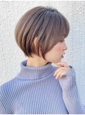 くすみベージュ/細めハイライト/ショート/白髪ぼかし/前髪/池袋