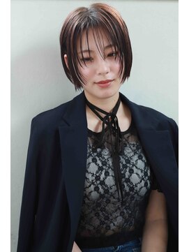 20代30代40代大人丸みショートボブ×前髪あり