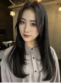 ココアベージュ/オリーブグレー/小顔/黒髪/クラゲヘアー/表参道