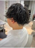波巻きスパイラルパーマ/刈り上げマッシュ