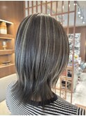 40代50代◎秋カラー◎大人グレージュハイライト×ウルフ
