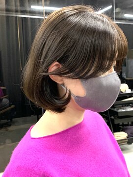 アリュウル 表参道(ALLURE) 韓国ボブ 32ミリアイロン 顔まわりカット 20代 グレージュ