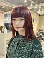 フラッグヘア 新宮店(Flag HAIR)&nbsp;姫カット☆レッドブラウン☆オン眉