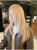 ホワイトブロンド韓国レイヤーカットケアブリーチカラー
