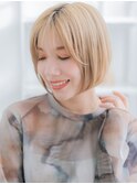 外国人風ハイトーンカラー丸みショートボブa上尾
