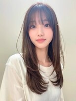 ルエ(rue) ミディアムレイヤーカットストレートロングウルフカットベージュ