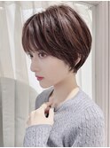 くびれショート　チョコブラウン　白髪ぼかし　髪質改善　八木
