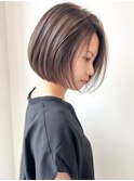 ハイライトバレイヤージュダブルカラーボブカット30代40代