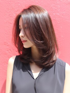 ジゼル 博多筑紫口店(GiseL) ミディアム　レイヤーカット　顔周り　透明感カラー　20代30代