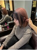 バイカラー×くすみピンクボブ☆