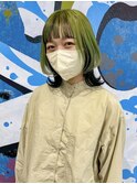 20代30代ミディアムレイヤーウルフデザインカラー岡山ブリーチ