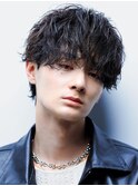 タテオチシャドウパーマツーブロックマッシュ