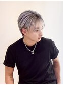 メンズバレイヤージュ¥シルバーカラー2ブロックセンターパート